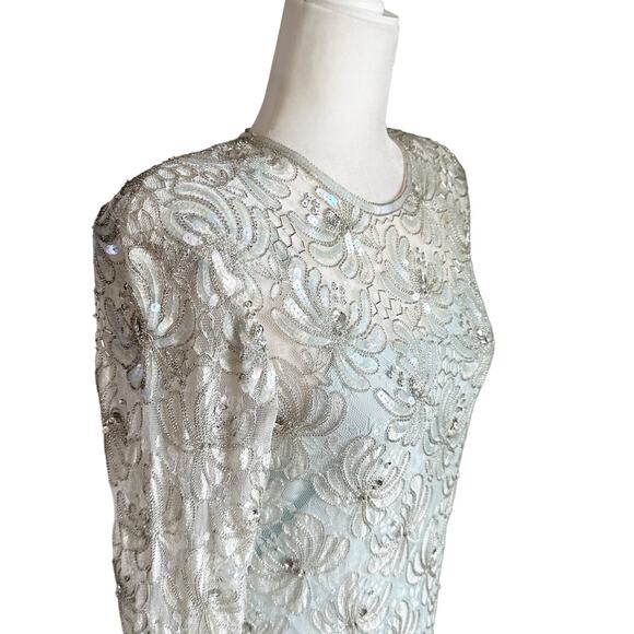 Vintage 1980’s Judith Ann Creations Beaded Gown Small Green - Picture 6 of 14